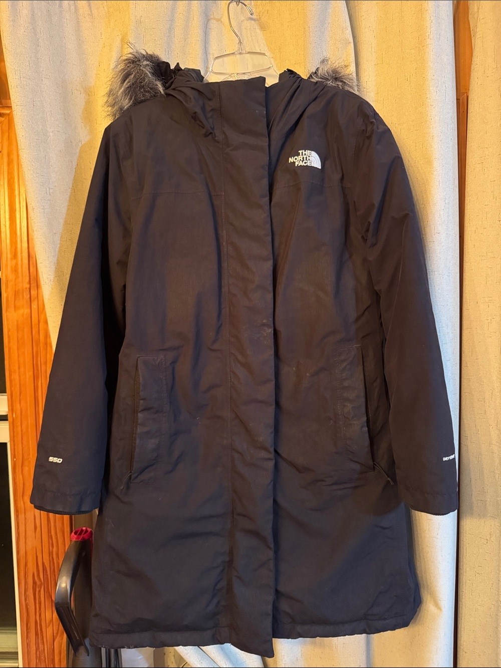The North Face Black Hooded Faux-Fur Trim Parka